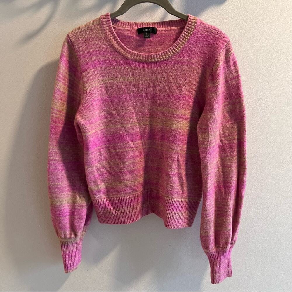 J.Crew Pink Italian Space-dyed Puff-sleeve Sweater Size S